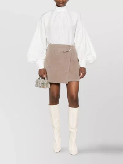 Ermanno Scervino High Waist Mini Skirt With Wrap Design In Neutral