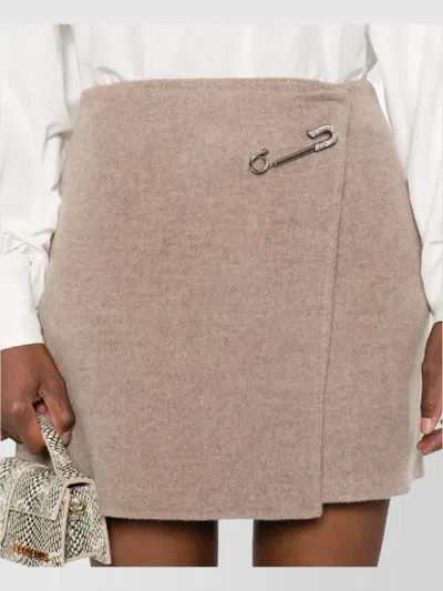 Ermanno Scervino High Waist Mini Skirt With Wrap Design In Neutral