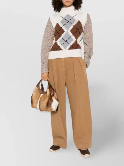 Ermanno Scervino Pure Cashmere Top With Two-tone Argyle Motif In Multi