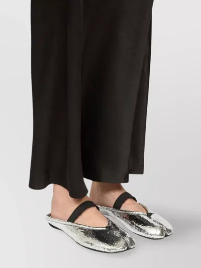 Maison Margiela Leather Tabi Mule With Broken Mirror Effect In Silver