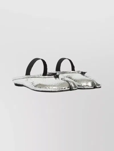 Maison Margiela Leather Tabi Mule With Broken Mirror Effect In Silver
