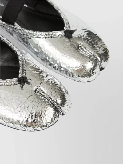 Maison Margiela Leather Tabi Mule With Broken Mirror Effect In Silver
