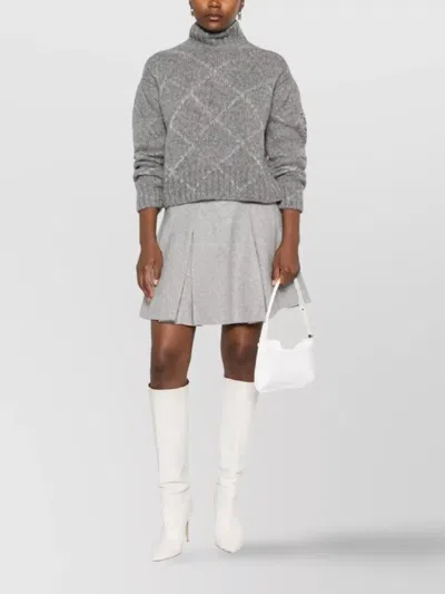 Ermanno Scervino High Neck Long Sleeve Knitwear Top In Gray