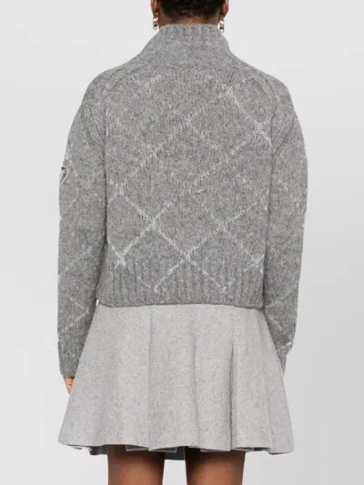 Ermanno Scervino High Neck Long Sleeve Knitwear Top In Gray