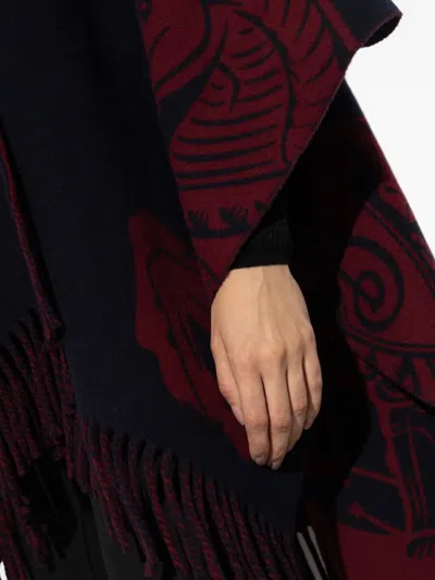 Burberry Fringed Cape In Blue