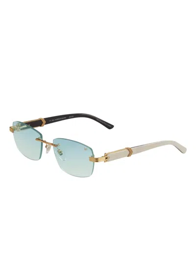 Vintage Frames Company Bal Harbour Buffs Rimless White Buffalo Horn 24kt Gold In Multi