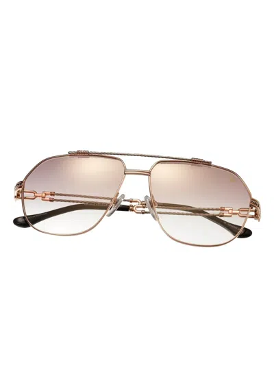 Vintage Frames Company Boss Double Rope Edition 18kt Two-tone Rose Gold In Brown