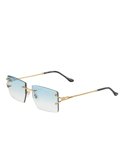 Vintage Frames Company Icon Buffs Rimless Black Buffalo Horn 24kt Gold In Brown