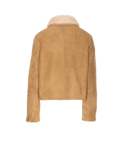 Ami Alexandre Mattiussi Beige Shearling Jacket With Buttons Closure In Brown