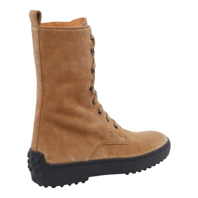 Tod's Suede Ankle Boots Featuring Pull Tab In Brown
