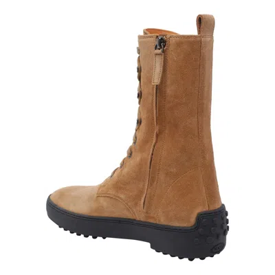 Tod's Suede Ankle Boots Featuring Pull Tab In Brown