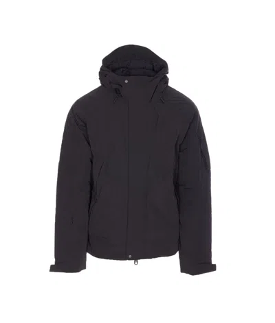 Jg1 Hybrid Hooded Down Jacket In Black