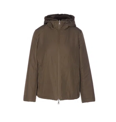 Lou Andrea Reversible Hooded Jacket In Brown