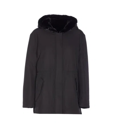 Lou Andrea Reversible Hooded Jacket In Black