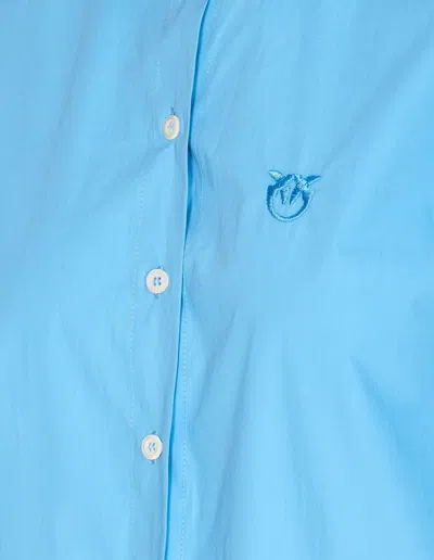 Pinko Long Sleeve Top Embroidered Logo In Blue