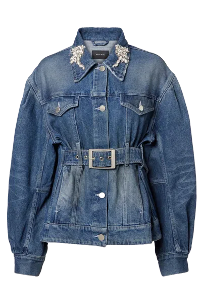 Simone Rocha Blue Turbo Embellished Sculpted Belt Detail Denim Jacket