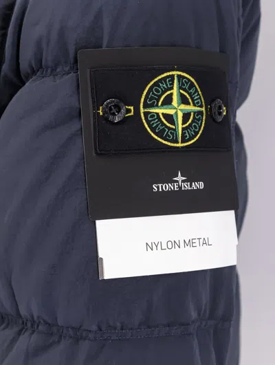 Stone Island Nylon Down Jacket In Blue