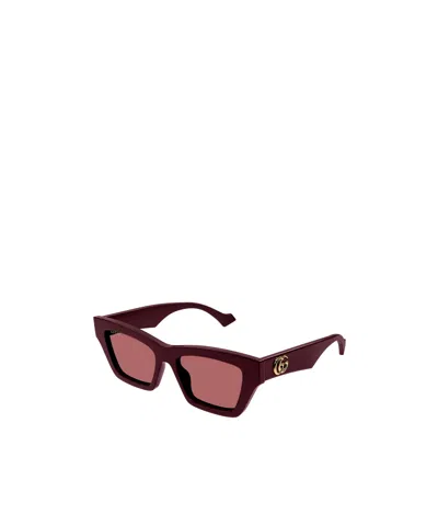 Gucci Gg1753s Linea Emblem 004 Burgundy Brown Sunglasses In Brown