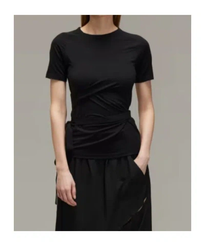 Y-3 3-striped Drawstring T-shirt In Black