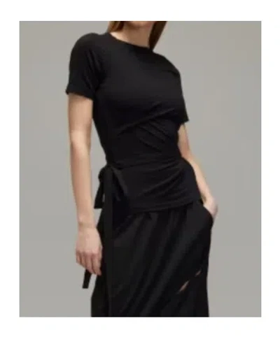 Y-3 3-striped Drawstring T-shirt In Black