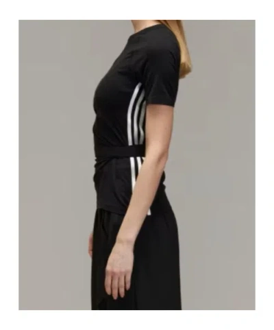 Y-3 3-striped Drawstring T-shirt In Black