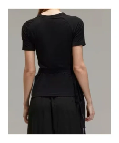 Y-3 3-striped Drawstring T-shirt In Black