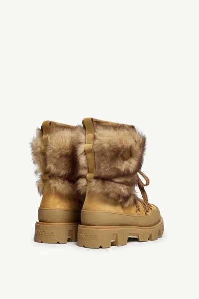 Moncler Peak Apres Suede And Shearling Ankle Boots In Orange