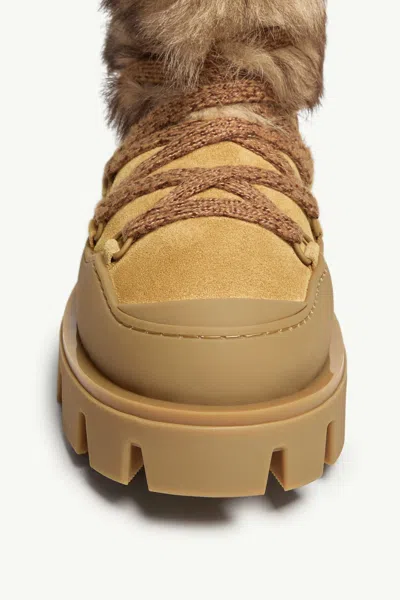 Moncler Peak Apres Suede And Shearling Ankle Boots In Orange