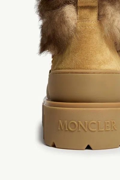 Moncler Peak Apres Suede And Shearling Ankle Boots In Orange