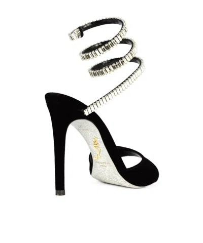 René Caovilla 104mm Serpent Rhinestone Stiletto Sandal In Black