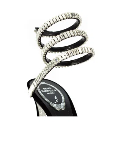 René Caovilla 104mm Serpent Rhinestone Stiletto Sandal In Black