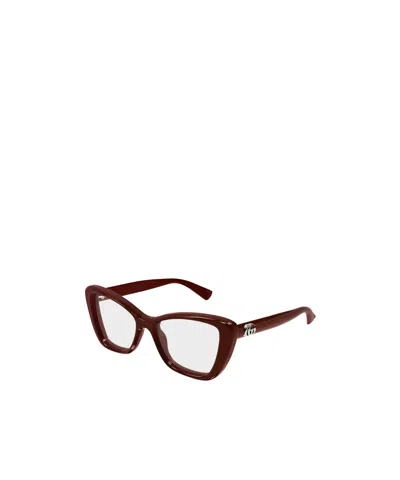 Gucci Eyewear Cat Eye Frame Glasses In Burgundy