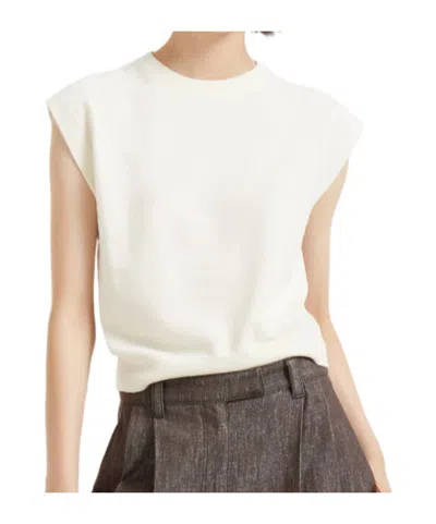 Brunello Cucinelli Cashmere Sleeveless Top In White