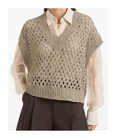 Brunello Cucinelli Open-knit Sleeveless Top In Multi