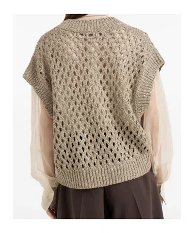 Brunello Cucinelli Open-knit Sleeveless Top In Multi