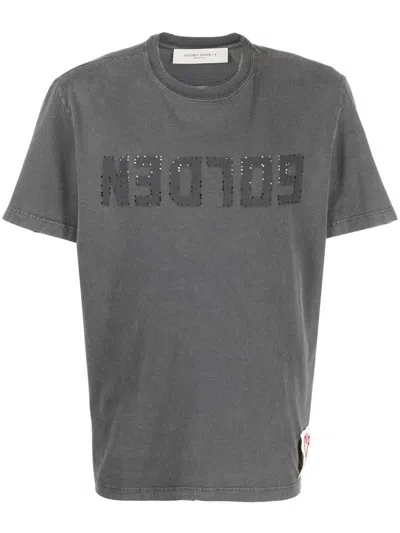 Golden Goose Anthracite Grey Vintage-effect T-shirt Men In Gray