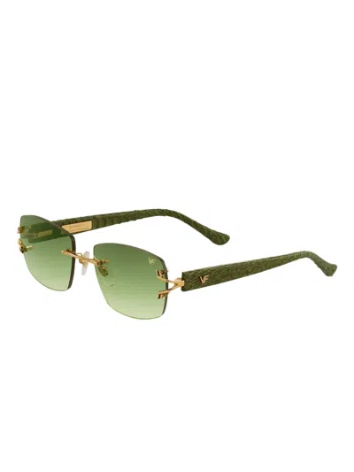 Vintage Frames Company Bal Harbour Rimless Drill Mount 24kt Gold In Green