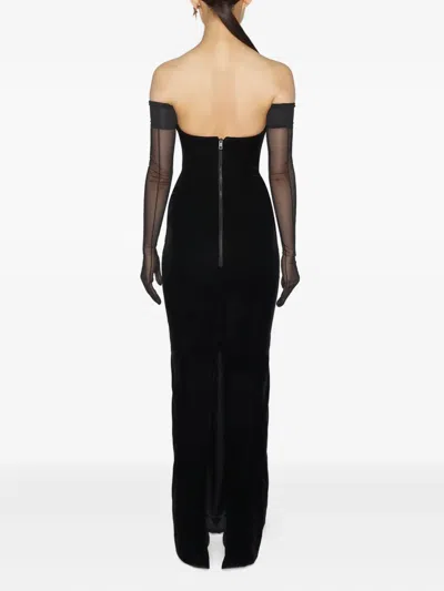Mugler Off-shoulder Maxi Dress In Black