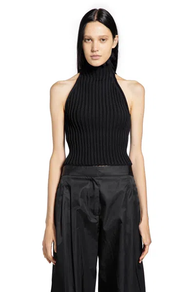 Alaïa Ribbed-knit Halter Top With Wavy Finish In Multi
