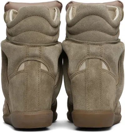 Isabel Marant Bekett Leather And Suede Wedge Sneakers In Brown