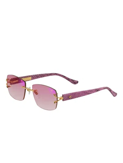 Vintage Frames Company Bal Harbour Purple Snakeskin Edition Rimless Drill Mount In Multi