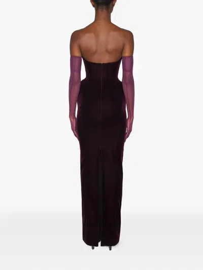 Mugler Strapless Maxi Dress In Burgundy