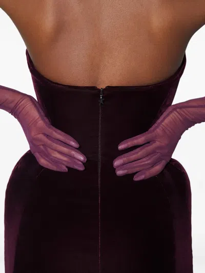 Mugler Strapless Maxi Dress In Burgundy