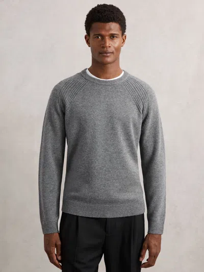Reiss Foulton Wool & Cashmere Raglan Sweater In Gray