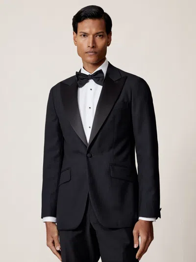 Reiss Navy Sinatra Single-breasted Jacquard Tuxedo Jacket Wool-blend Tailored-fit In Blue
