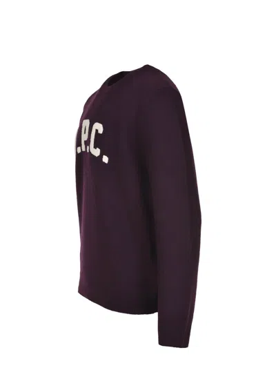 Apc Plum Wool Jay Sweater In Burgundy