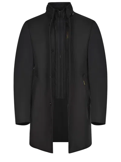 Moorer Classic Black Wool And Cashmere Blend Coat In Black