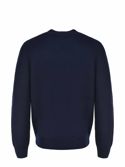 Apc A.p.c. A.p.c. Wool Sweater With Embossed Logo In Blue