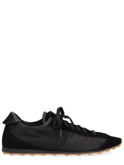 Jacquemus Smooth Suede-textured Sneakers With Contrasting Rubber Sole In Black