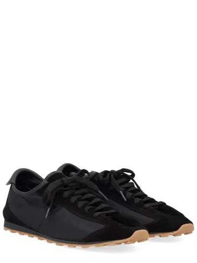 Jacquemus Smooth Suede-textured Sneakers With Contrasting Rubber Sole In Black